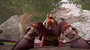Sexig rödhårig alv i World of Warcraft rider blir knullad