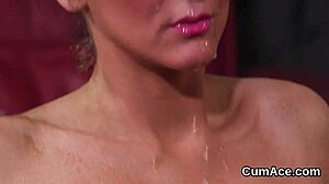 Cum load on face of kinky idol in POV